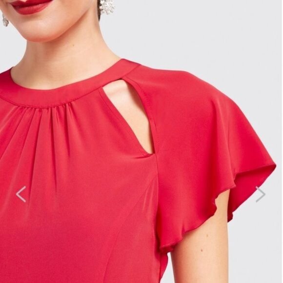 Draper James Solid Flutter Sleeve Mini Dress in Red Size 4 - Picture 9 of 9